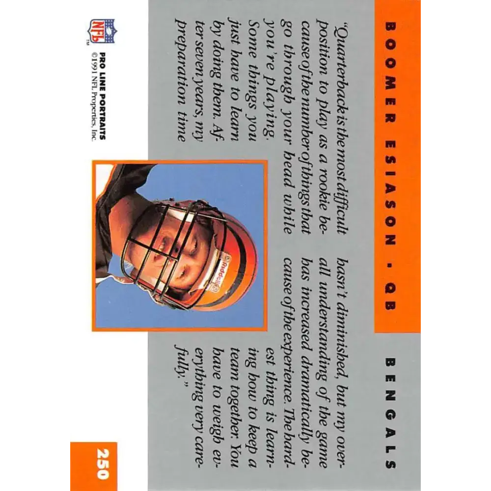 1991 Pro Line Portraits #250 Boomer Esiason EX-NM Cincinnati Bengals Football Card - Football Card Single