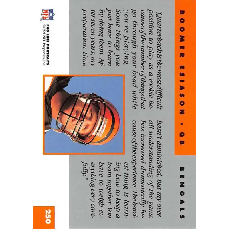 1991 Pro Line Portraits #250 Boomer Esiason EX-NM Cincinnati Bengals Football Card - Football Card Single
