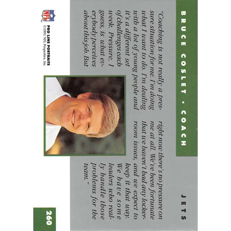 1991 Pro Line Portraits #260 Bruce Coslet EX-NM New York Jets Football Card - Football Card Single