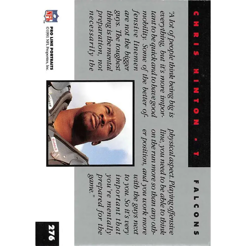1991 Pro Line Portraits #276 Chris Hinton EX-NM Atlanta Falcons Football Card - Football Card Single