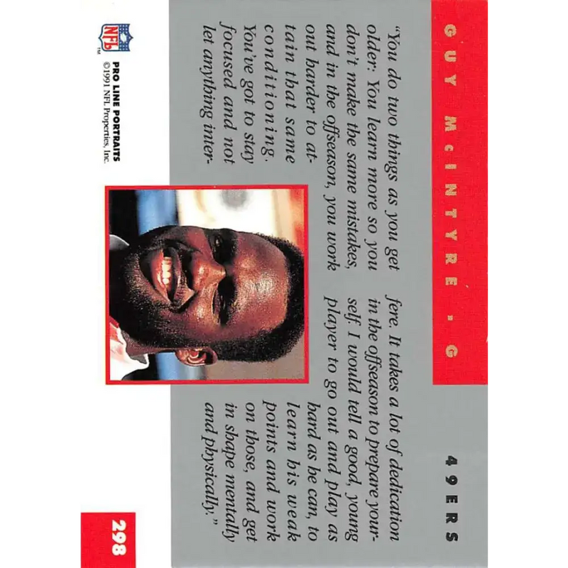 1991 Pro Line Portraits #298 Guy McIntyre EX-NM San Francisco 49ers Football Card - Football Card Single