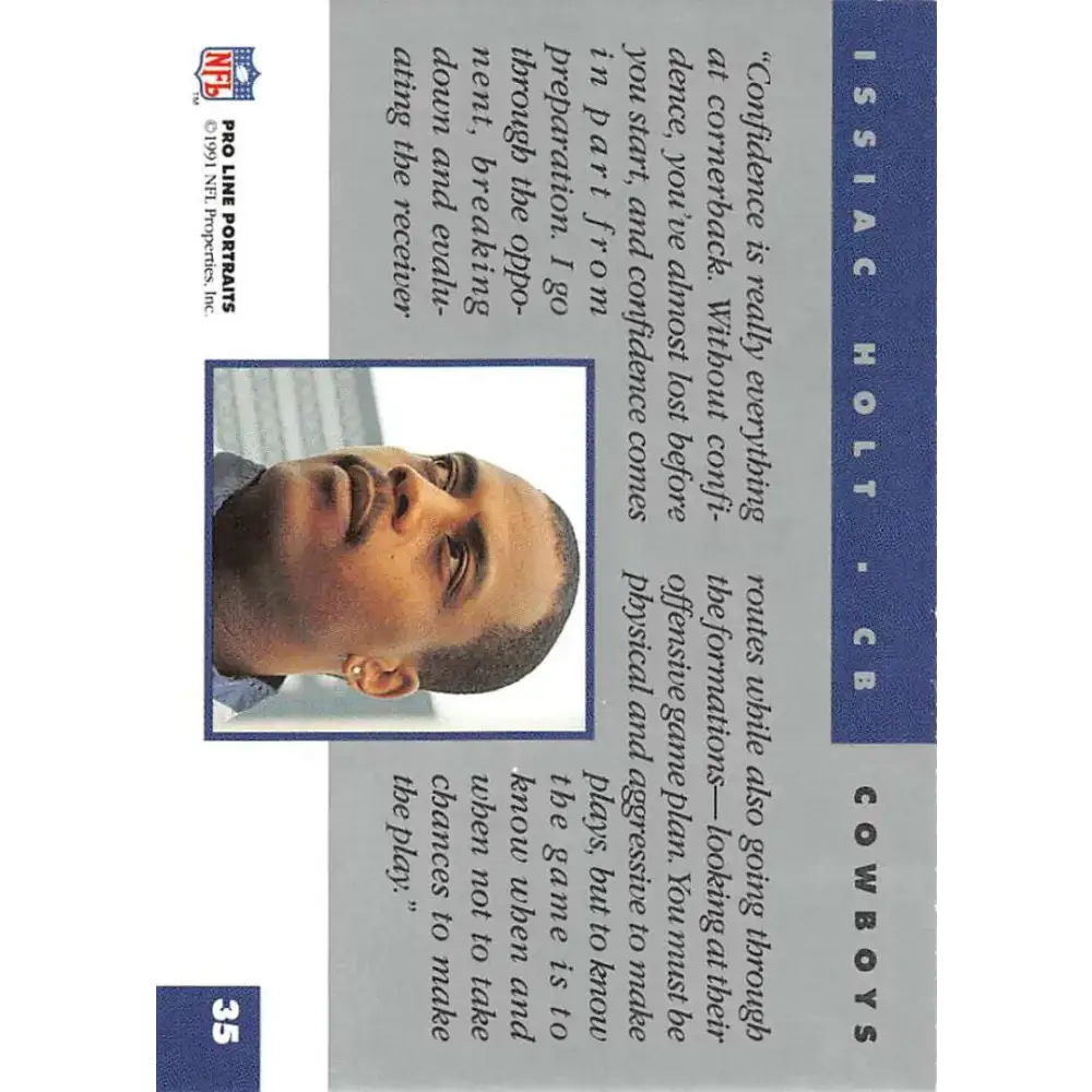 1991 Pro Line Portraits #35 Issiac Holt EX-NM Dallas Cowboys Football Card - Football Card Single
