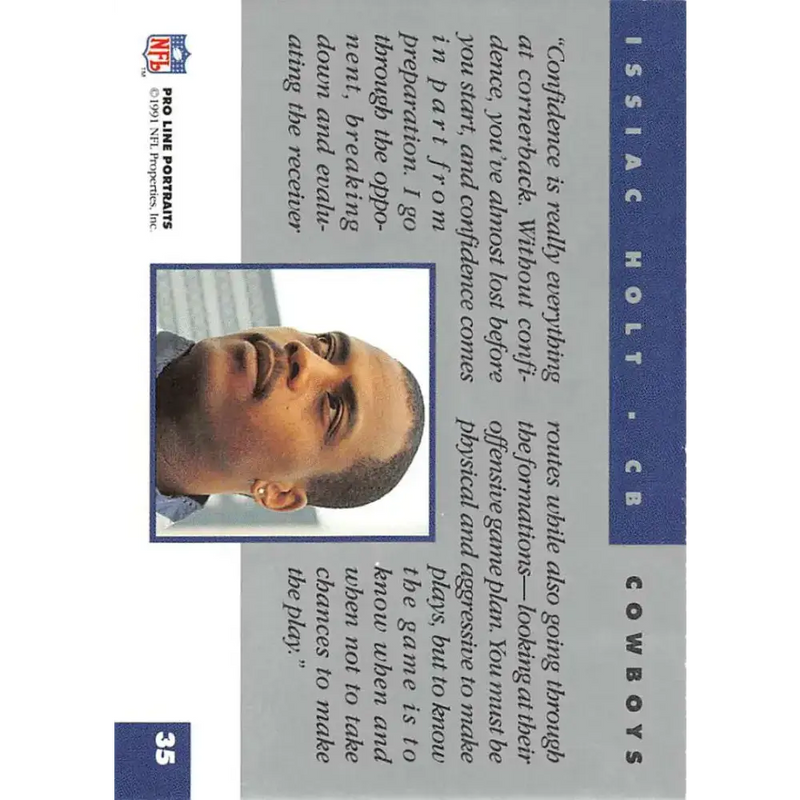 1991 Pro Line Portraits #35 Issiac Holt EX-NM Dallas Cowboys Football Card - Football Card Single