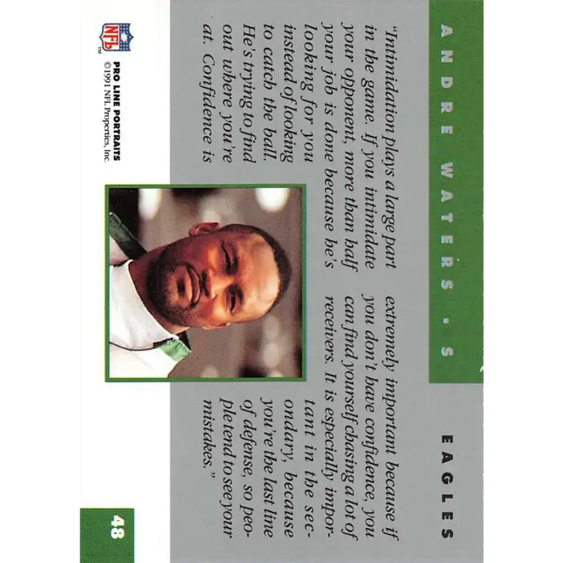 1991 Pro Line Portraits #48 Andre Waters EX-NM Philadelphia Eagles Football Card - Football Card Single