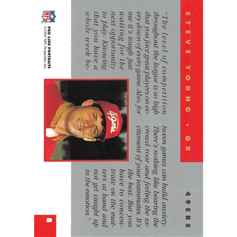 1991 Pro Line Portraits #8 Steve Young EX-NM San Francisco 49ers Football Card - Football Card Single