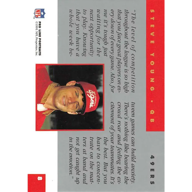 1991 Pro Line Portraits #8 Steve Young EX-NM San Francisco 49ers Football Card - Football Card Single