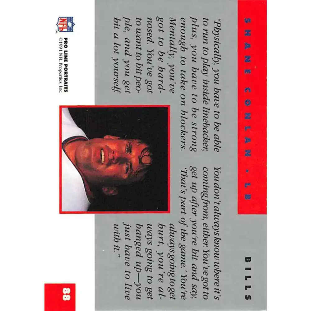 1991 Pro Line Portraits #88 Shane Conlan EX-NM Buffalo Bills Football Card - Football Card Single