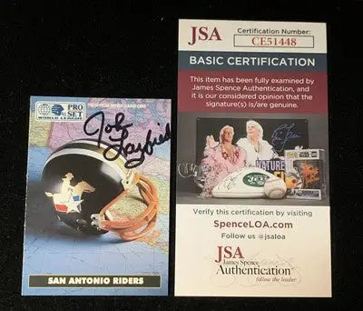 Signed Pro Set John Bradshaw Layfield football card with JSA authentication