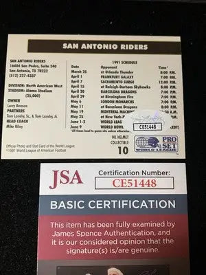 San Antonio Riders memorabilia card featuring John Bradshaw Layfield autographed by JSA