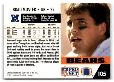 1991 Pro Set #105 Brad Muster - Football Card Single