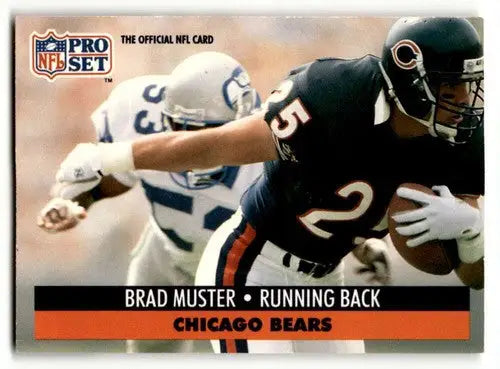 Original gloss Brad Muster Chicago football card from 1991 Pro Set featuring Muster Chicago Bears