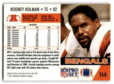 Rodney Holman football card from 1991 Pro Set Cincinnati Bengals collection