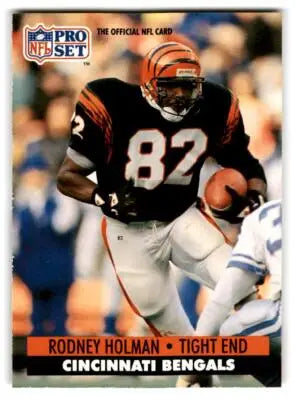 Football card of Rodney Holman from 1991 Pro Set featuring Cincinnati Bengals players