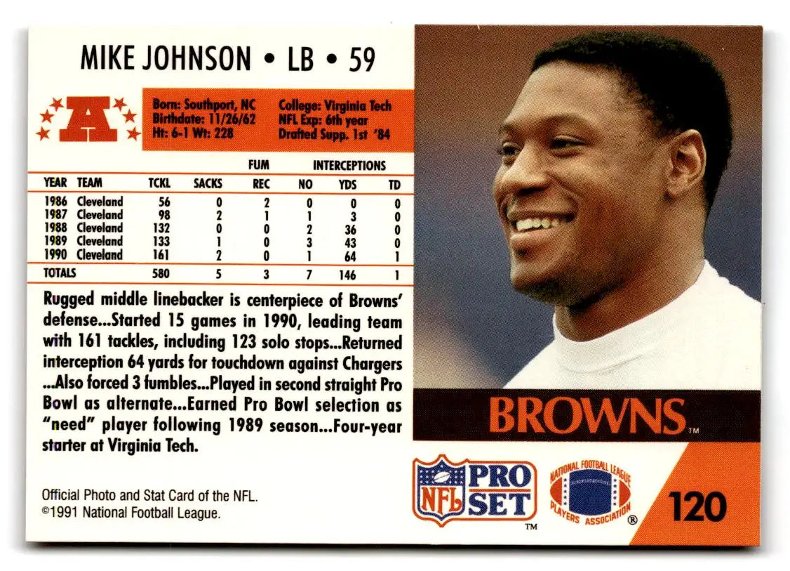 1991 Pro Set #120 Mike Johnson - Football Card Single