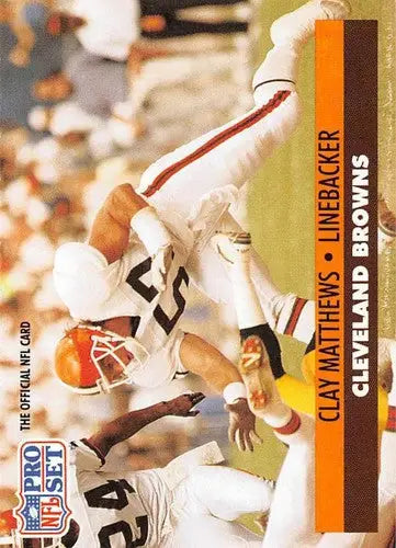 Vintage Clay Matthews football trading card from 1991 Pro Set Browns with original gloss