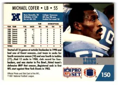 1991 Pro Set #150 Michael Cofer - Football Card Single