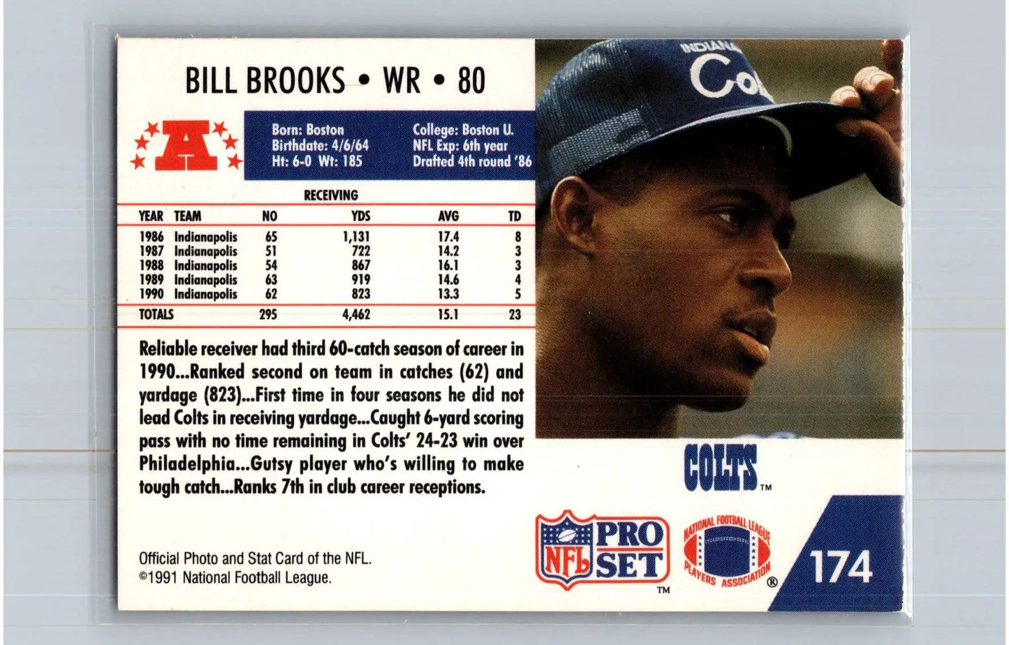 1991 Pro Set #174 Bill Brooks Indianapolis Colts - Football Card Single