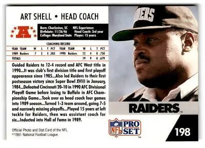 Art Shell football card from 1991 Pro Set trading cards collection