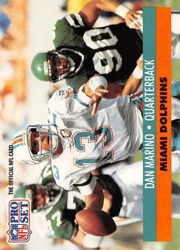 Original gloss 1991 Pro Set Dan Marino football card featuring Dolphins in near mint condition