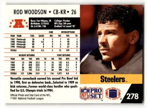Original gloss Rod Woodson Pittsburgh Steelers football card from 1991 Pro Set