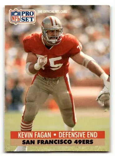 Original gloss Kevin Fagan football card from 1991 Pro Set San Francisco 49ers