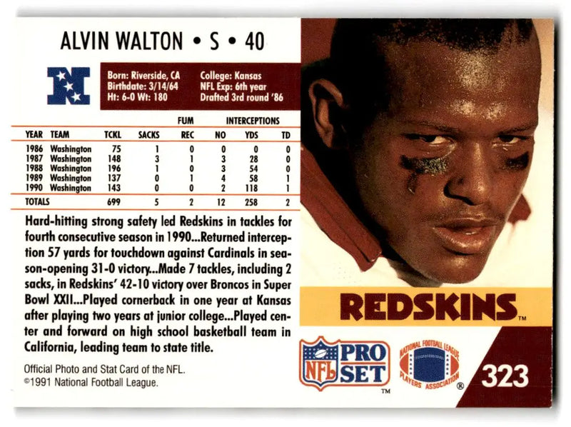 1991 Pro Set #323 Alvin Walton - Football Card Single