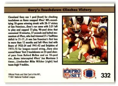 1991 Pro Set #332 Rams Halt 49ers’ Streak - Football Card Single
