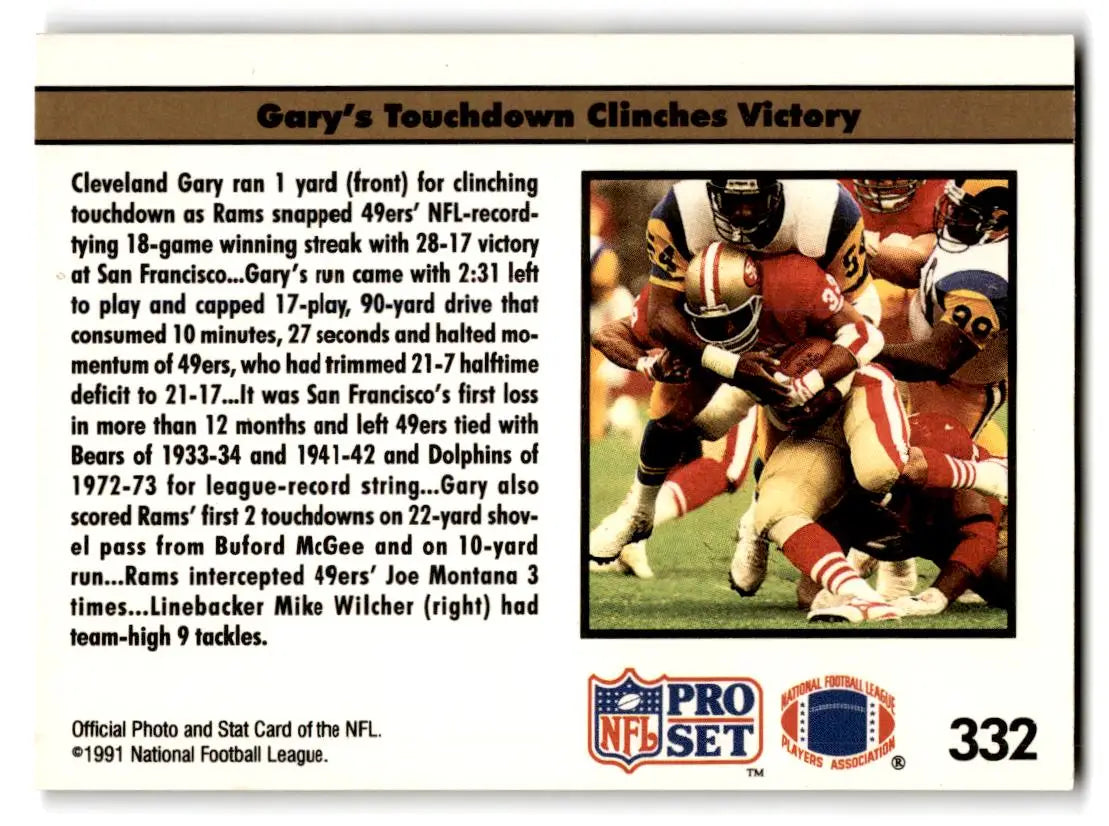 1991 Pro Set #332 Rams Halt 49ers’ Streak - Football Card Single
