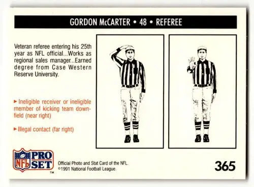 Vintage Gordon McCarter football referee trading card with original gloss from Pro Set 1991