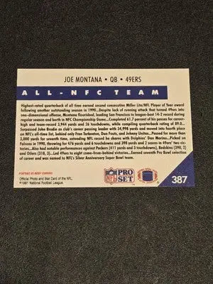 1991 Pro Set #387 Joe Montana - Football Card Single