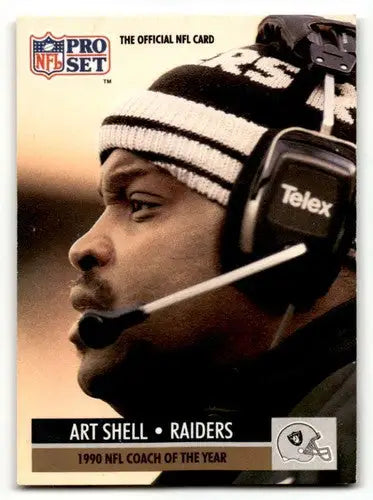 Original gloss Art Shell Los Angeles Raiders football card 1991 Pro Set #4 shell los angeles