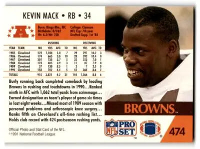 1991 Pro Set #474 Kevin Mack - Football Card Single