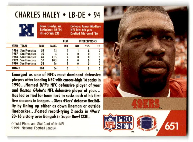 1991 Pro Set #651 Charles Haley - Football Card Single