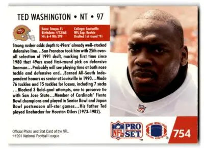 1991 Pro Set #754 Ted Washington - Football Card Single
