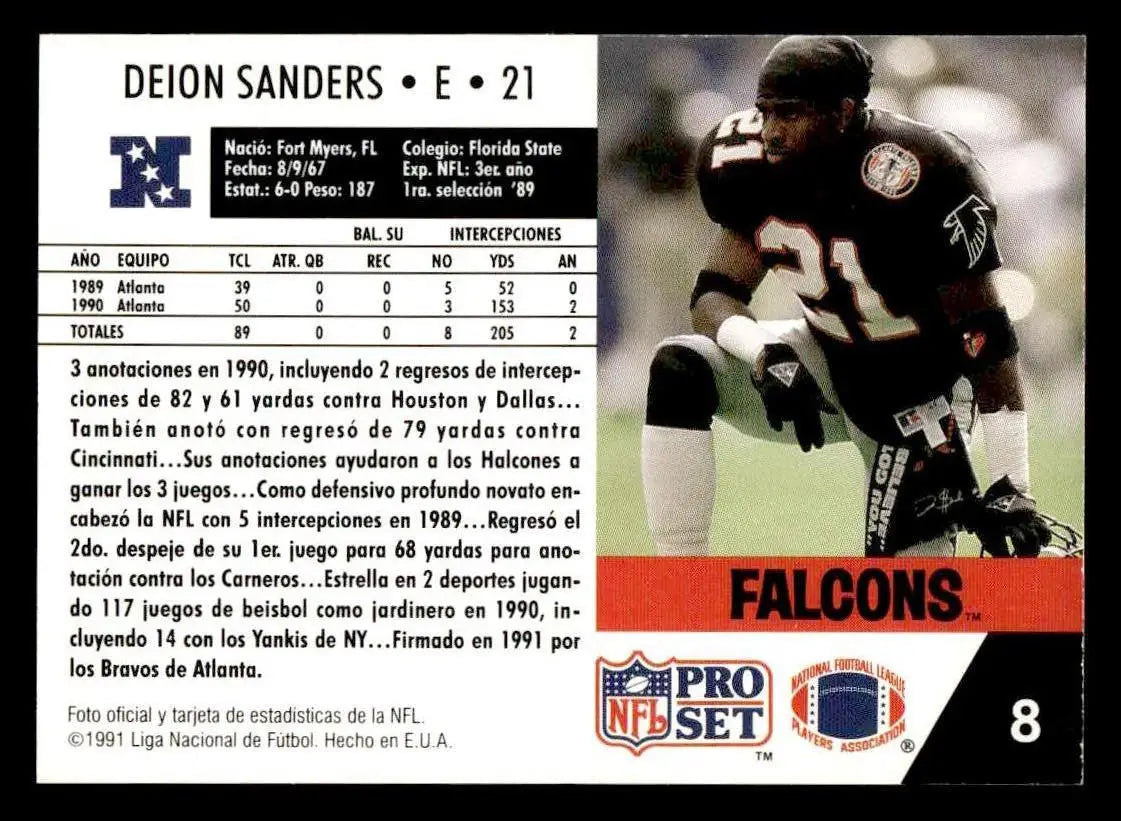 1991 Pro Set #98 Deion Sanders - Football Card Single