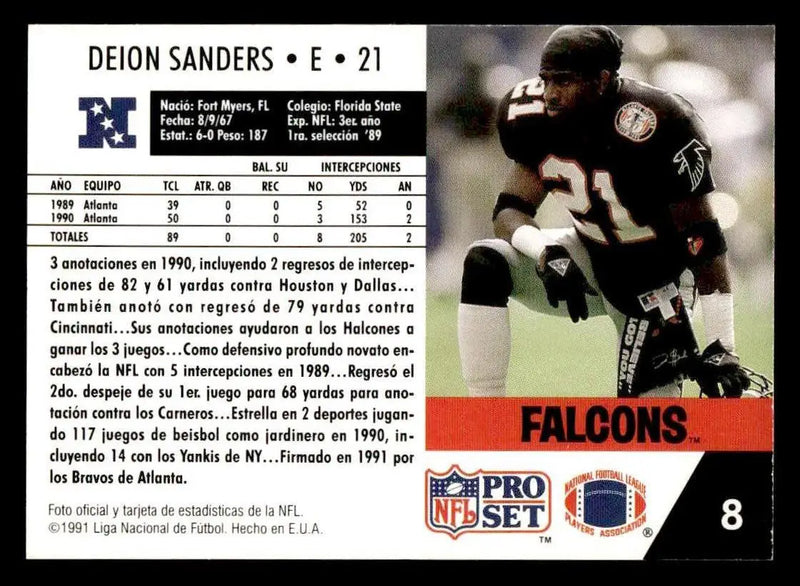 1991 Pro Set #98 Deion Sanders - Football Card Single