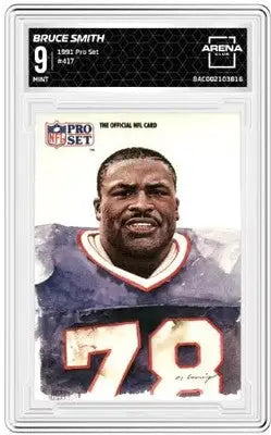 Graded 1991 Pro Set Bruce Smith football card from the Pro Set Bruce Smith Arena Club series