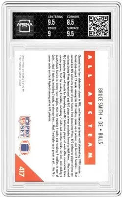 Graded Pro Set Bruce Smith football trading card with red and white design