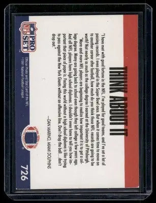 1991 Pro Set Dan Marino #726 Football - Football Card Single