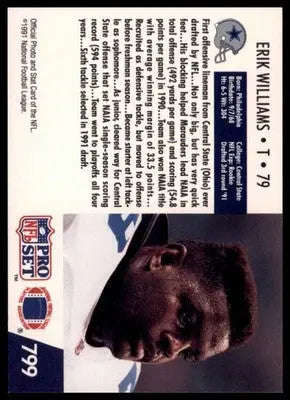 1991 Pro Set Erik Williams RC 799 Dallas Cowboys