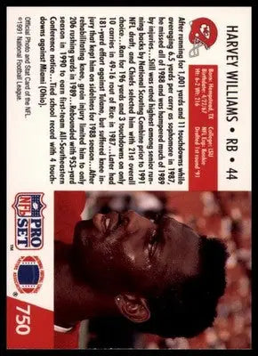 1991 Pro Set Harvey Williams RC 750 Kansas City Chiefs