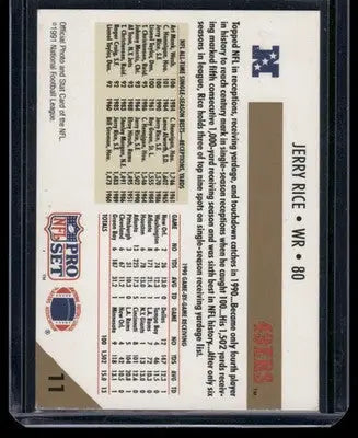 1991 Pro Set Jerry Rice #11 Football - Football Card Single