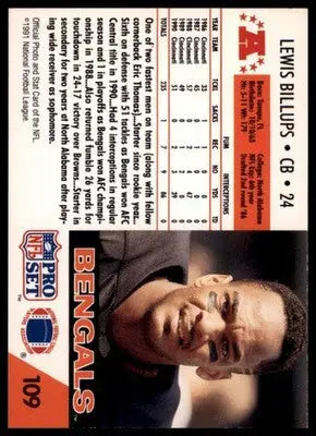 1991 Pro Set Lewis Billups 109 Cincinnati Bengals