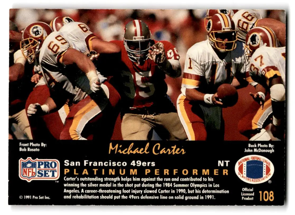 1991 Pro Set Platinum #108 Michael Carter - Football Card Single