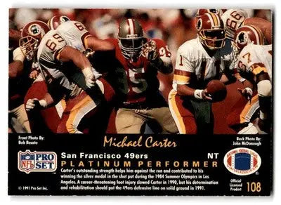 1991 Pro Set Platinum #108 Michael Carter - Football Card Single