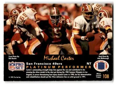 1991 Pro Set Platinum #108 Michael Carter - Football Card Single