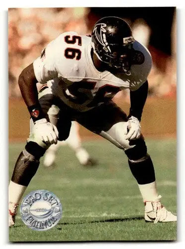 Original gloss football player in stance from 1991 Pro Set Platinum Darion Conner Atlanta Falcons