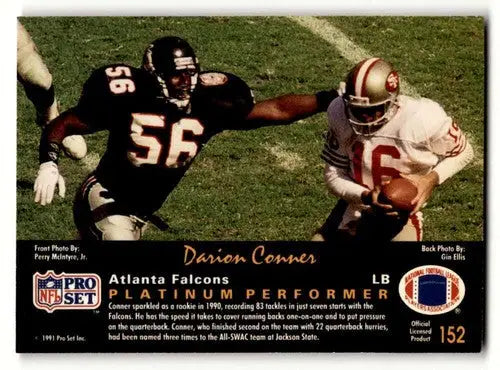Original gloss Darion Conner football card from 1991 Pro Set Platinum Atlanta Falcons