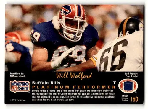 Original gloss 1991 Pro Set Platinum Will Wolford Buffalo Bills football card