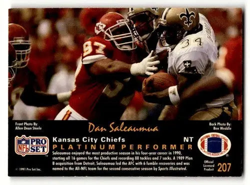 1991 Pro Set Platinum #207 Dan Saleaumua Kansas City Chiefs Football ID:56611 - Football Card Single